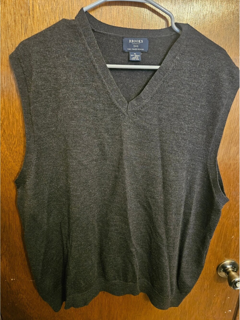 Brooks Brothers 346 Merino Wool V-neck Sweater Vest, XL